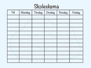 Skoleskema - selvklæbende med whiteboard overflade