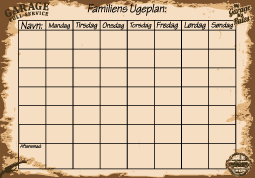 Ugekalender - Planlægningstavle - Brun/beige familie planlægningstavle - Ugekalender 