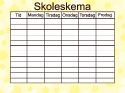 → 40x30cm Skoleskema whiteboard overflade.