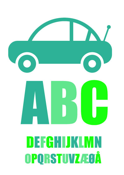 Plakater med børnealfabet - Alfabet med grøn bil