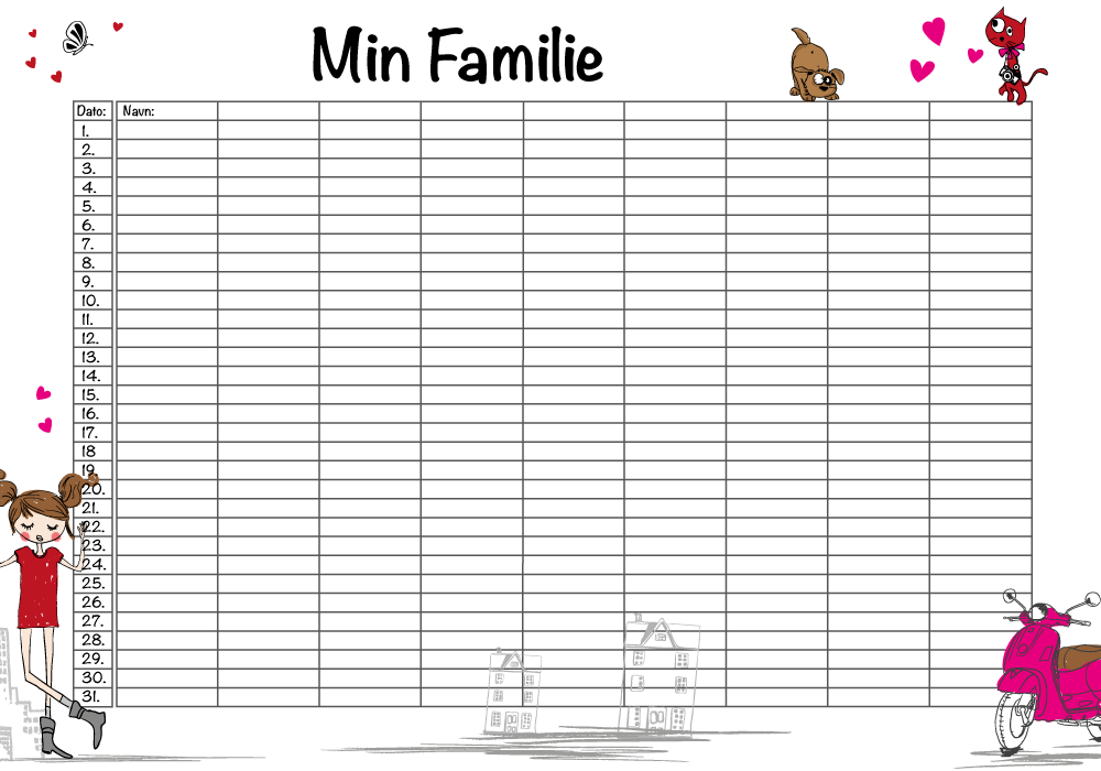 Min familie pink & rød