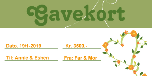Gavekort / Gavecheck - Gavecheck Grøn 