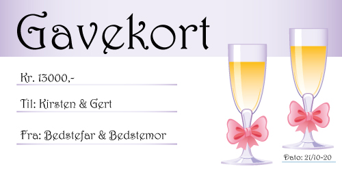 Gavekort / Gavecheck - Gavekort med vinglas
