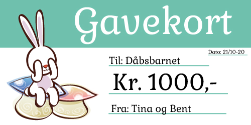 Gavekort / Gavecheck - Gavekort med Kanin