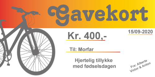 Gavekort / Gavecheck - Gavekort med Cykel