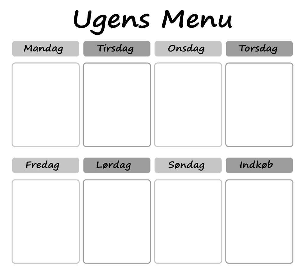 Ugens menu Grå nuancer 