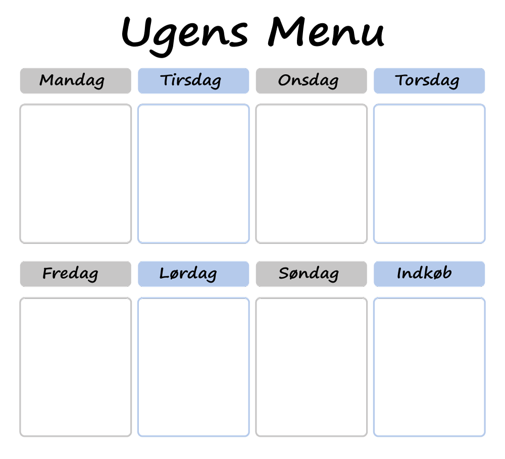 Ugens menu Grå/blå