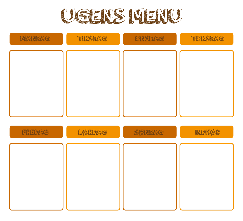 Ugens menu Brændte orange- brune nuancer 