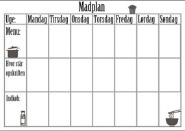 Ugentlig Madplan - whiteboard 40x30cm