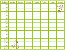 Ugekalender - Planlægningstavle - Whiteboardtavle med klokkeslet - 100x77cm