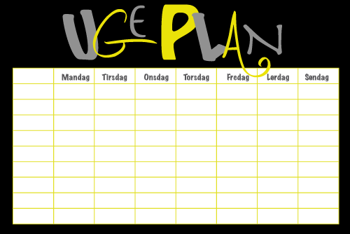 Ugekalender - Planlægningstavle - Ugeplan i sort & gul